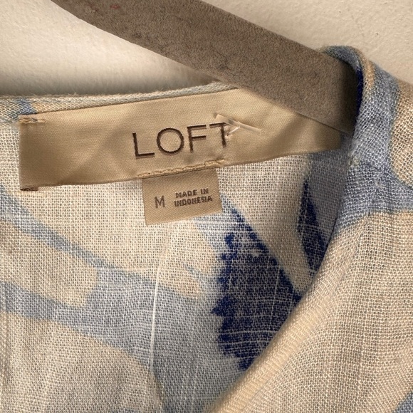 NWT LOFT Brushed Daisy Balloon Sleeve Flare Sleeve Dress, Blue&White, M - Picture 3 of 11